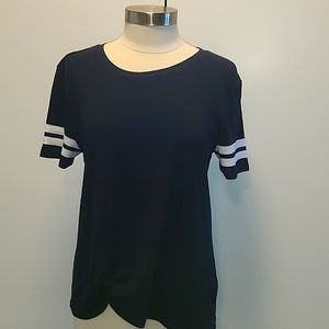 Navy Blue, White Stripes Sleeves, Size L